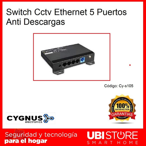 Imagen 3 de 8 de Switch Cctv Ethernet 5 Puertos Anti Descargas Cy-s105