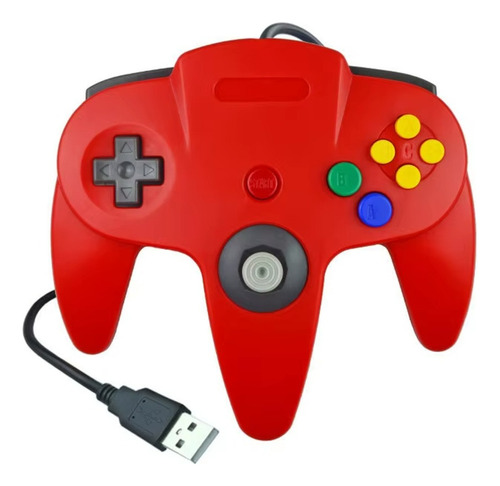 Control Usb Para Pc Mac Raspberry Juegos De Nintendo 64 N64 Color Rojo
