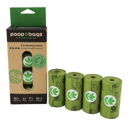 Bolsas Perro Popó 100% Compostable 4 Rollos De 15 Bolsas Kiv