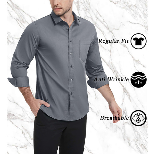 Camisas De Vestir Cavva Para Hombre, Corte Regular, Con Boto