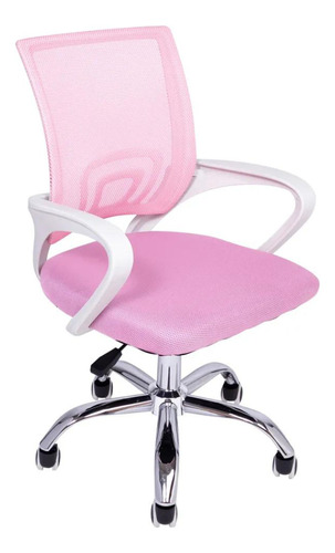 Cadeira de escritório Oficial Webshop Begonia Tela Mesh  rosa e branco com estofado de mesh x 6 unidades