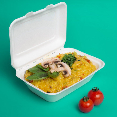 Bandeja Descartables Biodegradables Blanca C/tapa 950ml X50 Color Blanco