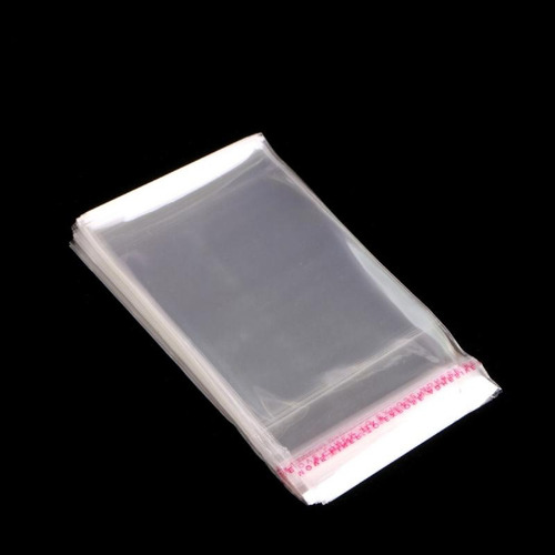 Imagen 3 de 10 de Bolsa Celofán Transparente 100 Unds 10x21 Cm Con Adhesivo
