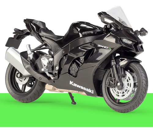Welly Kawasaki Ninja Zx-10r Verde Moto Con Soporte 1/12 [u]