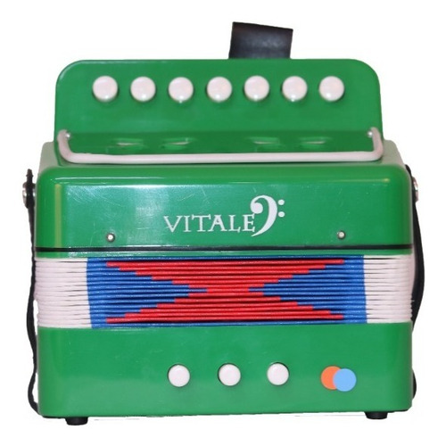 Acordeón Infantil Vitale Verde Seco 7 Botones 2 Bajos 214 Gr