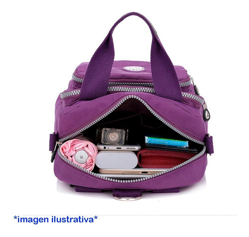 Imagen 7 de 10 de Bolsa Impermeable Dama Mochila Amplia Viaje 2en1 De Hombro Z