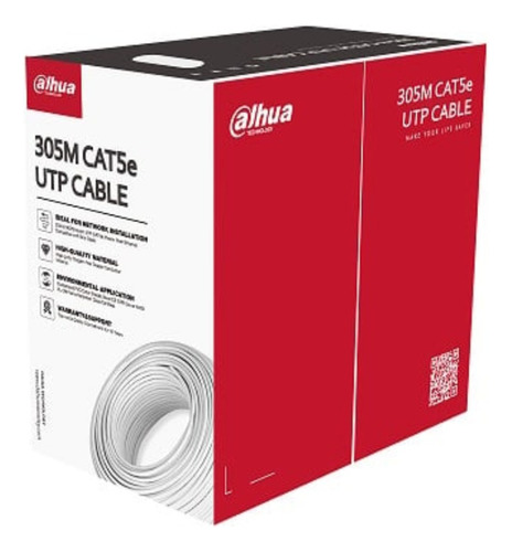 Bobina De Cable Utp Dahua Blanco 100% Cobre Cat 5e 305 Mts