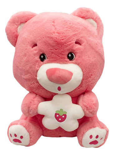 Oso Tierno De Peluche Con Flor Super Suave Y Esponjoso 33cm Color Rosa