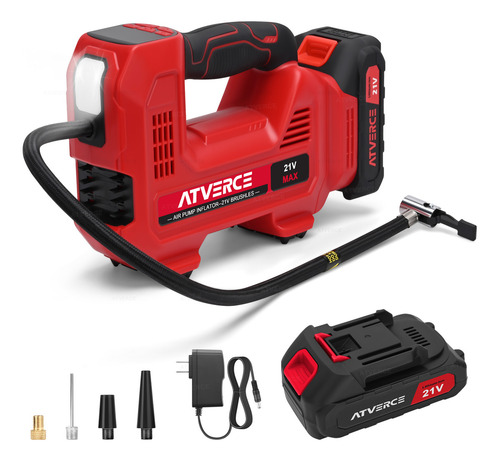 Atverce Compresor Inflador De Llantas Inalámbrico Atverce BC1 Color Rojo