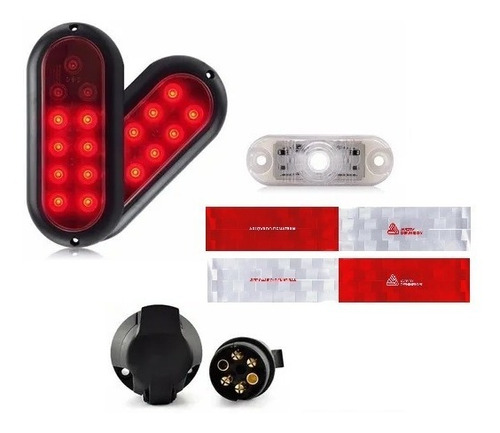 Kit Lanterna Led Carretinha Reboque Com Faixas