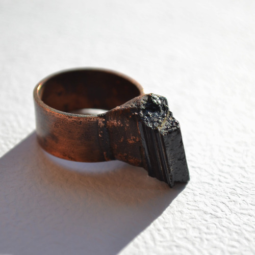 Imagen 8 de 8 de Anillo Piedra Turmalina Negra, Cobre, Amuleto De Proteccion