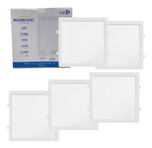 Kit C/ 5 Painel De Led 24w Emb Quadrado 6500k Alum Bivolt. Menor preço em Kit C/ 5 Painel De Led 24w Emb Quadrado 6500k Alum Bivolt.