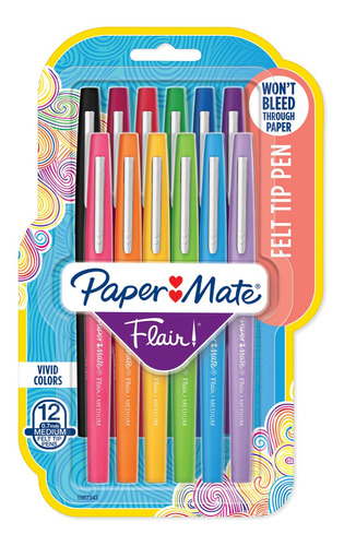 Marcadores Paper Mate Flair 12 Colores Sutidos