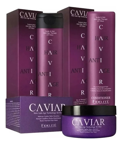 Shampoo Acond Mascara Capilar Caviar Fidelite Kit Combo