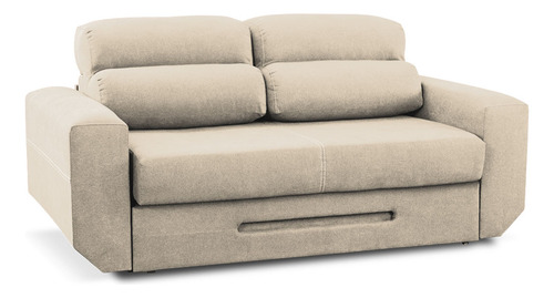 Sillón Sofa Cama Moderno Reclinable 2 Cuerpos - Verona Bayo Diseño De La Tela Eco Cuero