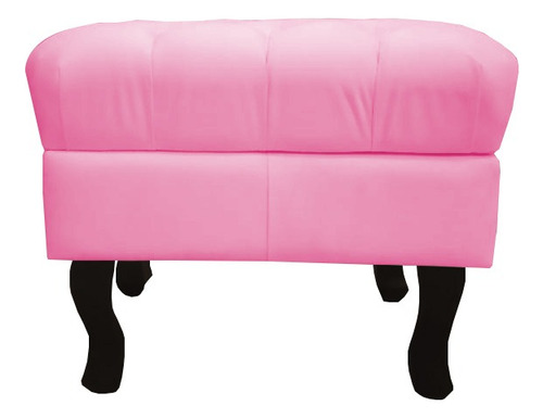 Puff Puf Baú Decorativo Luiz Xv Capitonê Suede Rosa Bebê Retrô Pés Madeira