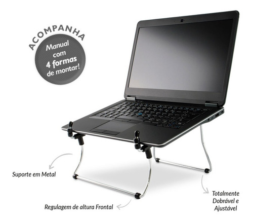 Imagem 3 de 7 de Suporte Para Notebook Metal Regulável Cromado Reliza