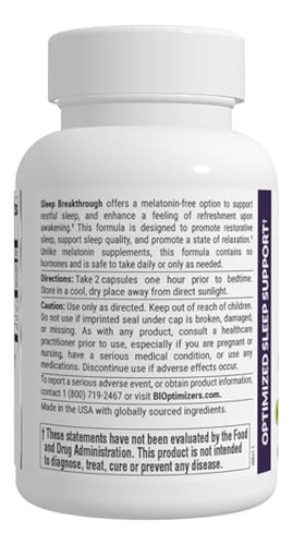 Bioptimizers Sleep Breakthrough Cápsulas -