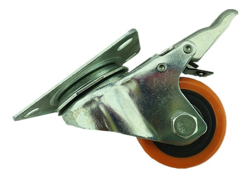 Rueda Naranja Con Freno Giratoria 2.5 Pulgadas