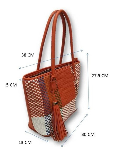 Imagen 5 de 5 de Bolso De Dama Tejido Tipo Textil Naranja Ab4c70