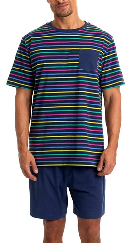 Pijama Algodón Jockey Talla Xl Color Azul Ym-193