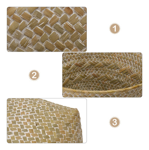 Cesta De Almacenamiento Decorativa Multiusos De Paja Natural