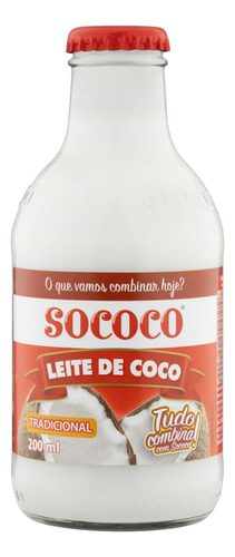 Leite de Coco Tradicional Sococo Vidro 200ml