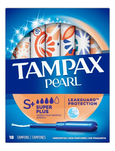 Pack 4 Cajas Tampones De 18 Uds Super Plus Tampax Pearl