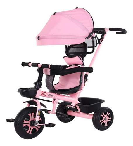 Coche Triciclo Infantil  4 En 1 Rosado