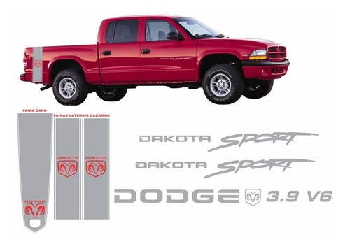Kit Completo Adesivo Compatível Dodge Dakota Sport 3.9 V6 