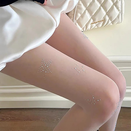 Medias De Mujer Con Malla De Malla Con Diamantes De Imitació