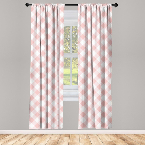 Cortinas De Ventana De Cuadros Rosas De Lunarable, Paquete D