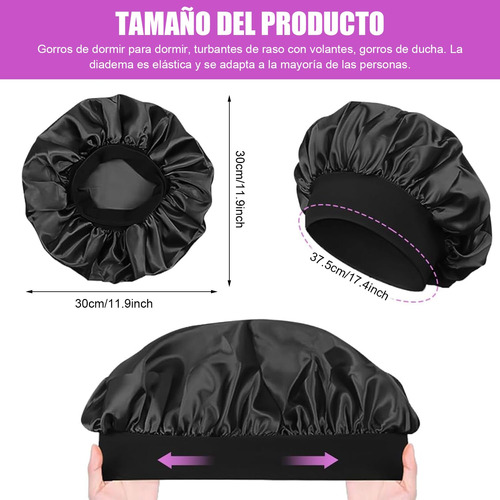 3 Gorros De Dormir De Satén Ajustables, Reutilizables, For