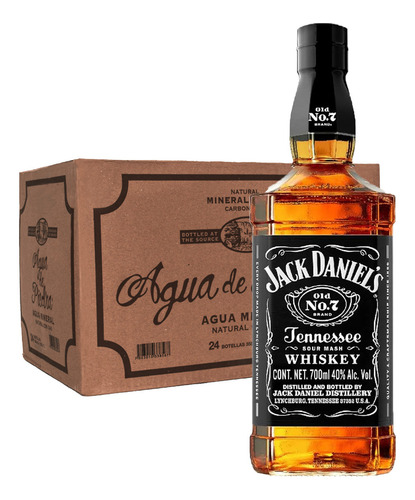 Pack 24 Agua De Piedra Con Gas 360 Ml + Whisky Jack Daniel's