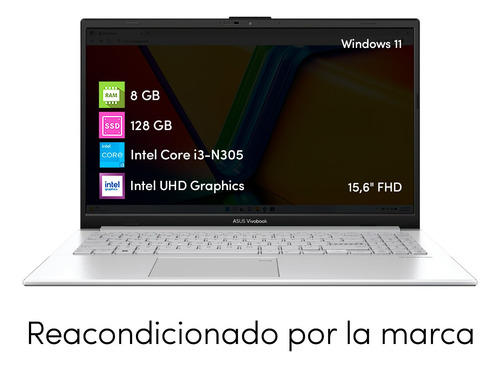 Notebook Asus Vivobook Go Intel Core I3 8gb 128gb Ssd 15.6