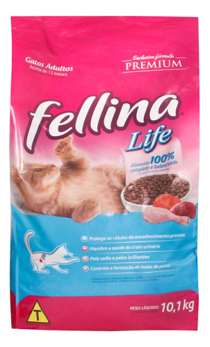 Ração Fellina Life Para Gatos Adultos 10,1kg