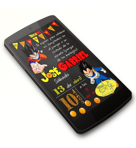 Diseño Invitación Digital Imprimible Dragon Ball Cumpleaños