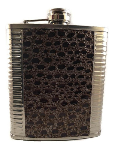 Petaca 4 Oz Cuero Marrón Claro Oscuro Negro