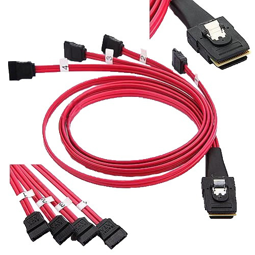 Cabo Mini Sas 4i 36pin 1 Sas Para 4 Sata 7pin 50cm Sff-8087