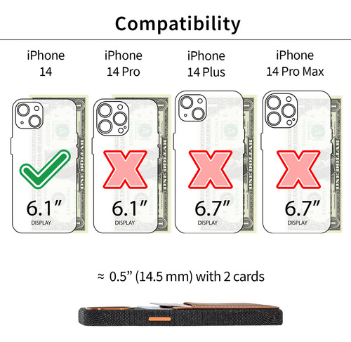 Tarjetero De Tela Dockem Para iPhone 14 Con Cartera De Piel,