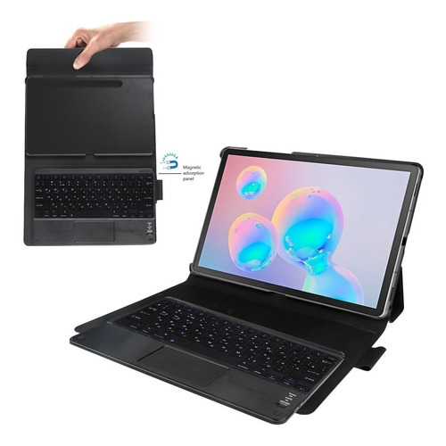 Capa Teclado Bluetooth Galaxy Tab S6 Lite Preta Touchpad