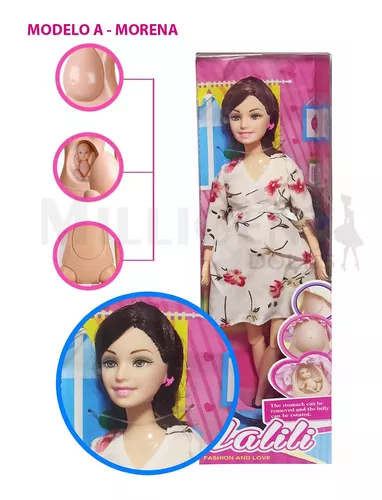 Boneca Yalili Grávida Articulada Estilo B4rbie Lacrada Bebê