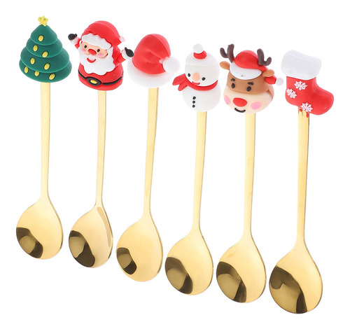 Juego De Cucharas De Café Navideñas Con Forma De Árbol Peque