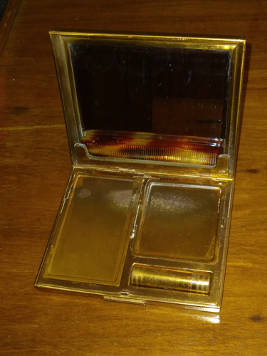 Polvera Antigua Espejo Biselado, Maquillaje, Decada Del 40