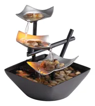 Comprar Fuente Iluminada De Plata Y Piedras Naturales De Relajación