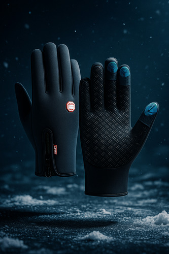 Luva De Frio Para Motoqueiro Touch Impermeável Antiderrapant Preto Preto