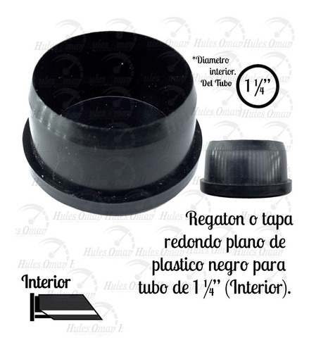 Tapon Regatón Redondo Para Tubo 1 1/4 Interno Plastico 50pzs