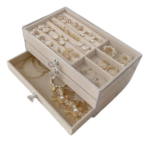 Porta Jóia Acrílico Luxo Com 3 Camadas Brinco Anel Pulseira