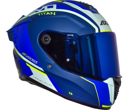 Casco Axxis Hawk B7 Titan Azul Mate Doble Certificación