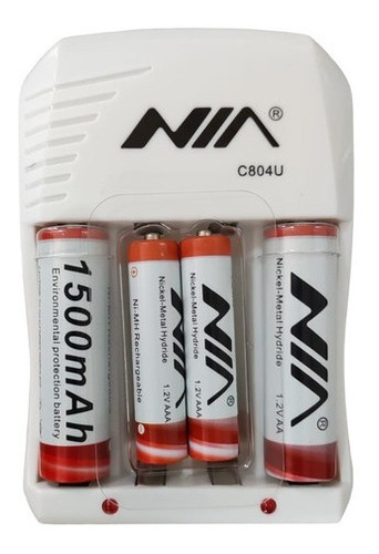 Kit Cargador Full Baterias Recargables Aa Aaa 1.2v Pack X4 